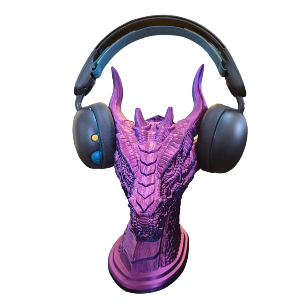 Dragon Headphone Stand Purple & Blue 3D Printed